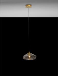 Nova Luce Závěsné svítidlo KING mosazný zlatý kov foukané čiré sklo G9 1x5W