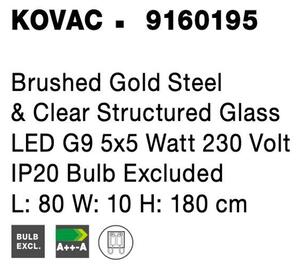 Nova Luce Závěsné svítidlo kovAC broušená zlatá Ocel a čiré strukturované sklo G9 5x5W
