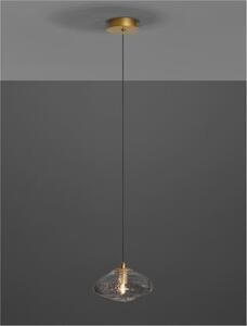 Nova Luce Závěsné svítidlo KING mosazný zlatý kov foukané čiré sklo G9 1x5W