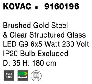 Nova Luce Závěsné svítidlo kovAC broušená zlatá Ocel a čiré strukturované sklo G9 6x5W