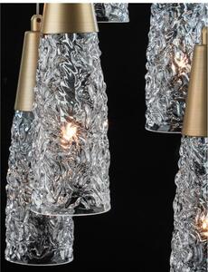 Nova Luce Závěsné svítidlo kovAC broušená zlatá Ocel a čiré strukturované sklo G9 6x5W