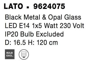 Nova Luce Závěsné svítidlo LATO černý kov a opálové sklo E14 1x5W