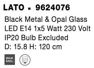Nova Luce Závěsné svítidlo LATO černý kov a opálové sklo E14 1x5W