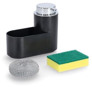 Zeller Present Dávkovač na jar s houbičkou a drátěnkou, černý plast