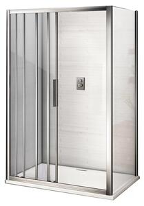 AFTER COMBI 100x80 Clear Sprchový kout s třídílnými posuvnými dveřmi a pevnou bočnicí