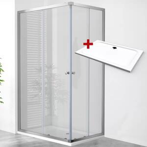 POINT ROCKY 90x80 Clear Obdélníkový sprchový kout s mramorovou vaničkou