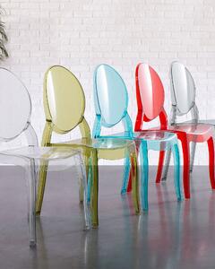Sada 4 jidelních průhledných plastových židlí v modré barvě MERTON