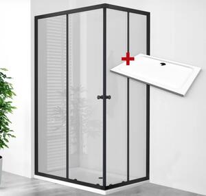 POINT BLACK ROCKY 90x80 Clear Obdélníkový sprchový kout s mramorovou vaničkou