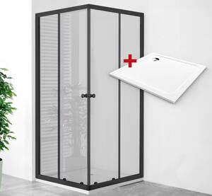 POINT Q BLACK ROCKY 80x80 Clear Čtvercový sprchový kout s mramorovou vaničkou