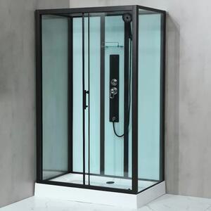 GLASS 100x80x225 Černý Masážní sprchový box obdélníkový