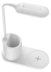 LED Stolní lampa LED/3W/5V s bezdrátovým nabíjením bílá