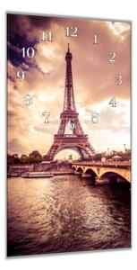 Nástěnné hodiny 30x60cm Eiffel věž slonová kost - plexi