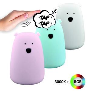 LED RGB Dětská dotyková lampička BEAR LED/0,8W/5V bílá + USB