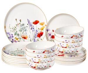 Sada 24 kusů nádobí EPAZOTE Porcelán Bílá
