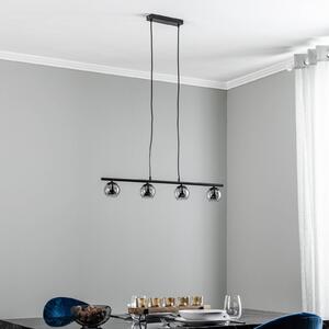 Závěsná lampa Lindby Samika, černá, 4 světla, sklo, 80,4 cm