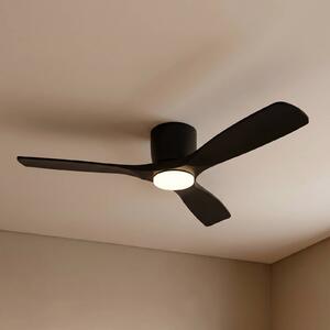 Lucande Smart LED stropní ventilátor Moneno, černý, DC, Tuya, stmívatelný, Černá, Obývací pokoj / jídelna, kov, Moderní