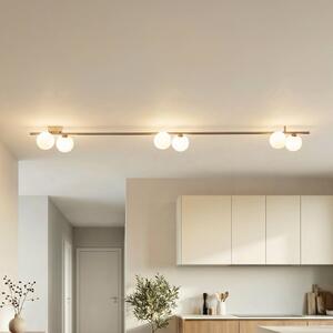 TK Lighting Stropní světlo Imelo, hnědé, 6 žárovek, sklo, délka 200 cm, stmívatelný, Hnědá / rez, Ložnice, Sklo