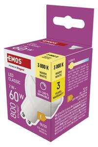 EMOS LED žárovka Classic MR16 / GU10 / 7 W (60 W) / 800 lm / teplá bílá / stmívatelná