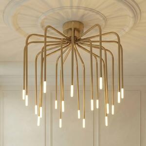 Lucande LED stropní svítidlo Ariadne, Ø 57 cm, matná zlatá, 20 žárovek, stmívatelný, Mosaz / zlato, Obývací pokoj / jídelna, kov, Moderní