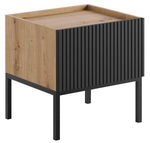 Noční stolek Zulek 1SZ, Barva: dub artisan / dub artisan + černá 5903211407642