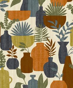 Retro vliesová tapeta na zeď, vázy s rostlinami, BA26042, Brazil, Decoprint