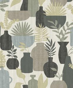 Retro vliesová tapeta na zeď, vázy s rostlinami, BA26040, Brazil, Decoprint