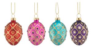 Skleněné vánoční koule v sadě 4 ks 4 cm Diamante Oval – Sass & Belle