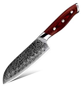 Santoku nůž z damaškové oceli SaKuRo Red Pakka 12,7 cm