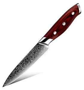 Víceúčelový kuchyňský nůž z damaškové oceli SaKuRo Red Pakka 12,7 cm