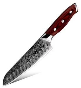 Santoku nůž z damaškové oceli SaKuRo Red Pakka 16,5 cm