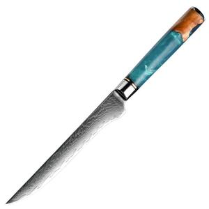 Vykošťovací nůž z damaškové oceli SaKuRo Round Blue 12,7 cm