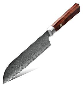 Santoku nůž z damaškové oceli SaKuRo Palisandr 17,8 cm