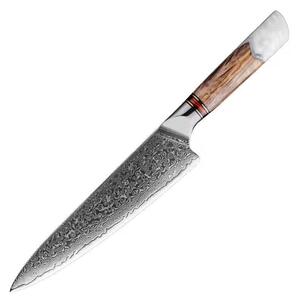 Japonský šéfkuchařský nůž z damaškové oceli SaKuRo White Resin 20,3 cm