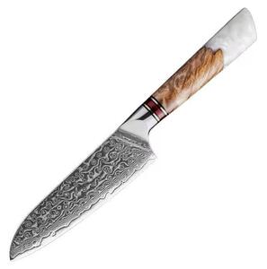Santoku nůž z damaškové oceli SaKuRo White Resin 12,7 cm