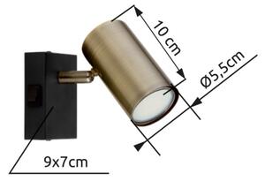 Globo 57911-1M - Nástěnné bodové svítidlo ROBBY 1xGU10/25W/230V černá/mosaz