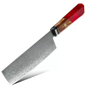 Japonský nůž Nakiri z damaškové oceli SaKuRo Red 17,8 cm