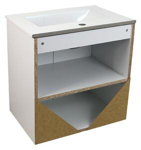 Koupelnová skříňka s keramickým umyvadlem ROSO W 60 - bílá