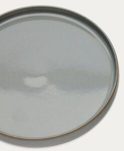 Šedomodrý keramický dezertní talíř Kave Home Lescala 21,5 cm