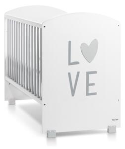 Dětská postýlka Trama LOVE White/Silver 60 x 120 cm (s možností intalace k rodičovské posteli)