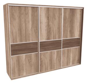 Šatní skříň FLEXI 3 s dělenými dveřmi LTD Dub kansas, Šířka: 280 cm, Výška: 220 cm