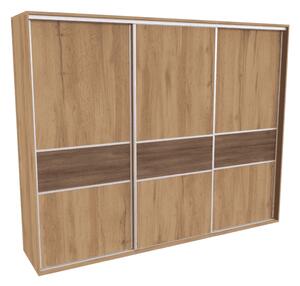 Šatní skříň FLEXI 3 s dělenými dveřmi LTD Dub harmony, Šířka: 280 cm, Výška: 220 cm