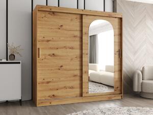Šatní skříň se zrcadlem Kreloin 200, Barva: dub artisan, Zásuvky: Ano 5903211418716