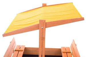 Sun Active Dřevěné uzavíratelné pískoviště se stříškou Sandy, žluté - 140 cm