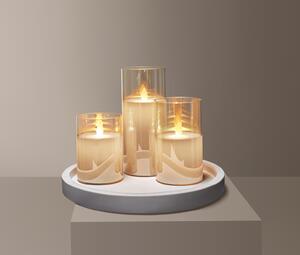 Svíčky z pravého vosku s LED ve skle, 3 ks
