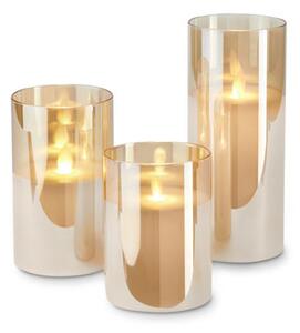 Svíčky z pravého vosku s LED ve skle, 3 ks