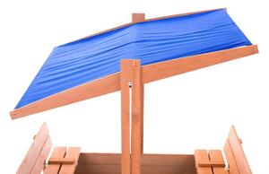Sun Active Dřevěné uzavíratelné pískoviště se stříškou Sandy, modré - 140 cm