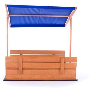 Sun Active Dřevěné uzavíratelné pískoviště se stříškou Sandy, modré - 120 cm