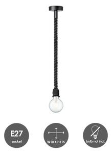 Lustr na lanku LEONARDO ROPE 1xE27/10W/230V černá