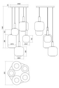 Redo 01-3214 - Lustr na lanku BRINA 5xE27/23W/230V