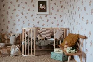 Monbaby nábytek Waldin Rostoucí dětská postýlka pro miminko 7v1 s matrací Barva: Přírodní